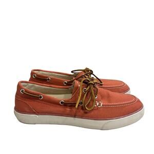 Polo Ralph Lauren Mens Canvas Sander Leather Laced Boat Shoes Size 8.5